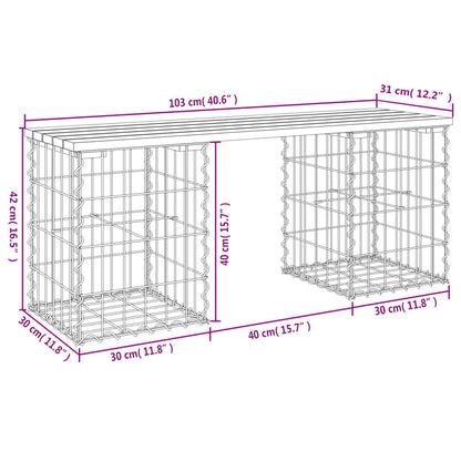 Garden Bench Gabion Pine Wood 103x31x42cm - Stylish & Durable Design