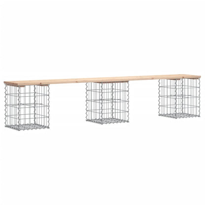 Solid Pine Garden Bench with Gabion Design, 203x31x42 cm