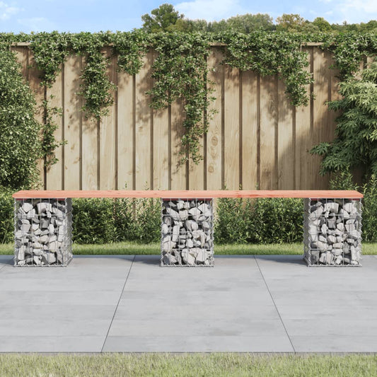 Solid Wood Douglas Gabion Garden Bench - 203x31x42 cm Design