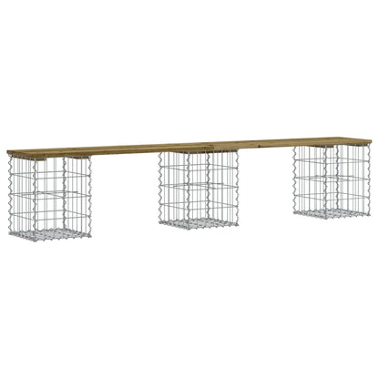 Impregnated Pine Wood Gabion Garden Bench - 203x31x42 cm
