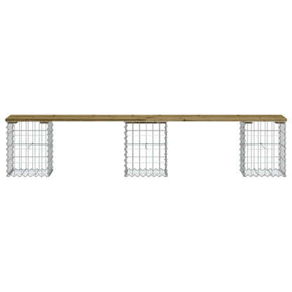 Impregnated Pine Wood Gabion Garden Bench - 203x31x42 cm