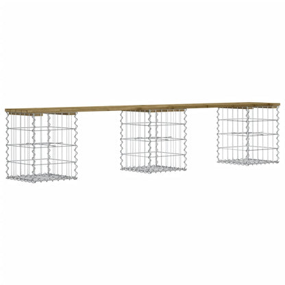 Impregnated Pine Wood Gabion Garden Bench - 203x31x42 cm