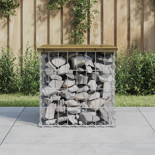 Gabion Garden Bench - Impregnated Pine Wood 43x44x42 cm
