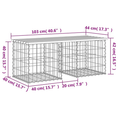 Solid Wood Garden Bench Gabion - Douglas, 103x44x42 cm