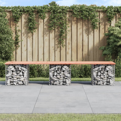 Solid Wood Douglas Garden Bench Gabion 203x44x42 cm