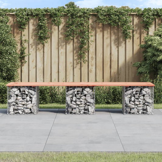 Solid Wood Douglas Garden Bench Gabion 203x44x42 cm