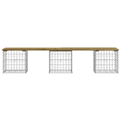 Gabion Garden Bench 203x44x42 cm | Impregnated Pine Wood Design