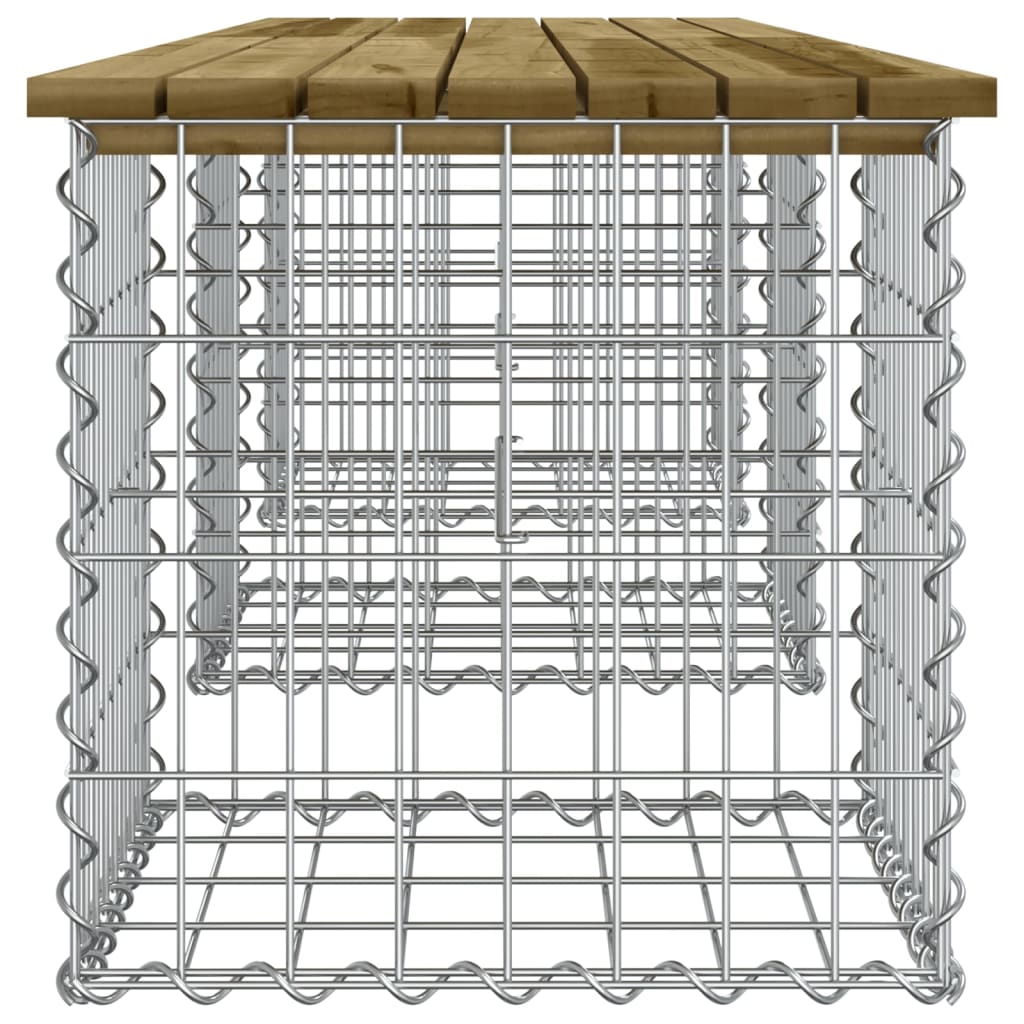 Gabion Garden Bench 203x44x42 cm | Impregnated Pine Wood Design