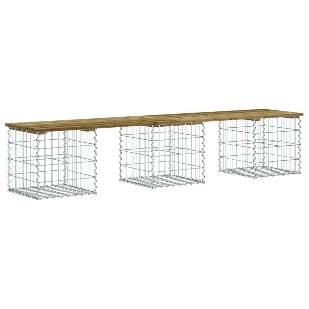 Gabion Garden Bench 203x44x42 cm | Impregnated Pine Wood Design