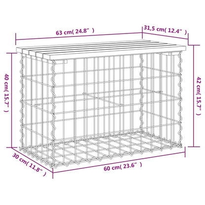 Gabion Garden Bench 63x31.5x42 cm in Solid Pine Wood