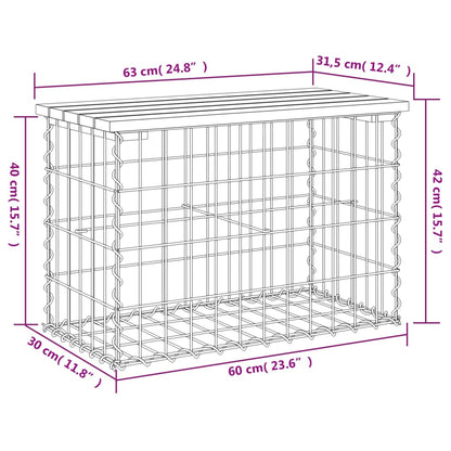Gabion Garden Bench Pine Wood 63x31.5x42 cm - Impregnated Design
