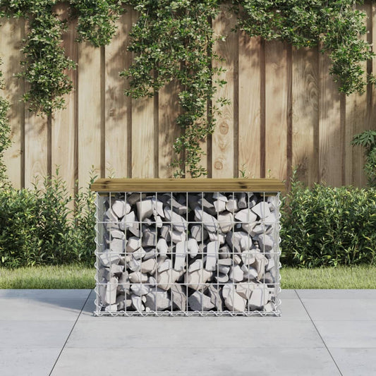 Gabion Garden Bench Pine Wood 63x31.5x42 cm - Impregnated Design