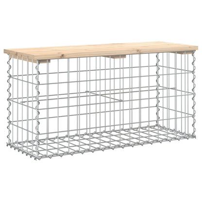 Solid Pine Wood Garden Bench with Gabion Design, 83x31.5x42 cm