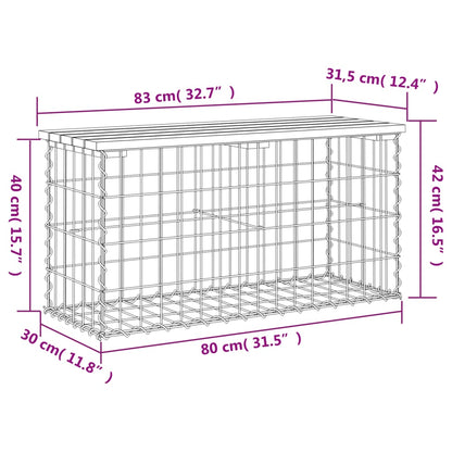 Solid Pine Wood Garden Bench with Gabion Design, 83x31.5x42 cm