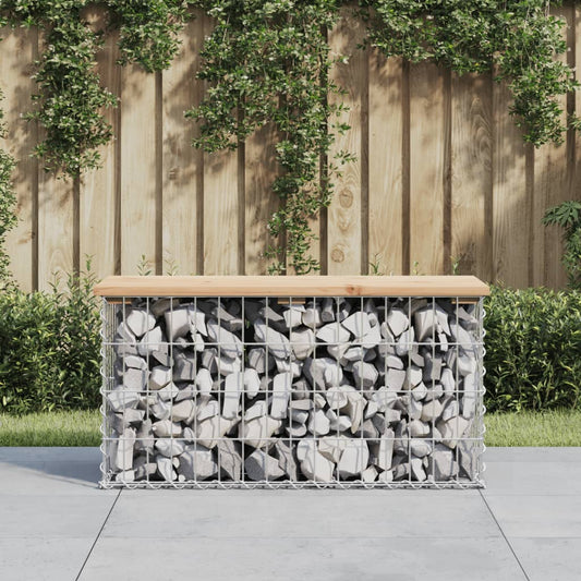 Solid Pine Wood Garden Bench with Gabion Design, 83x31.5x42 cm
