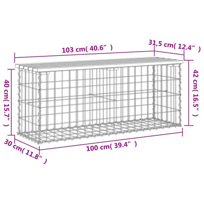 Solid Wood Pine Garden Bench Gabion Design 103x31.5x42 cm
