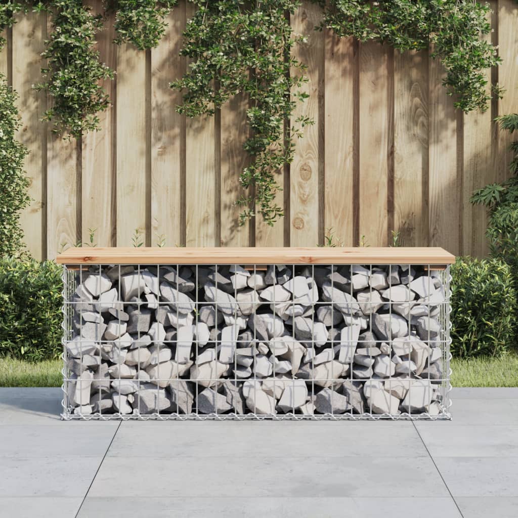 Solid Wood Pine Garden Bench Gabion Design 103x31.5x42 cm