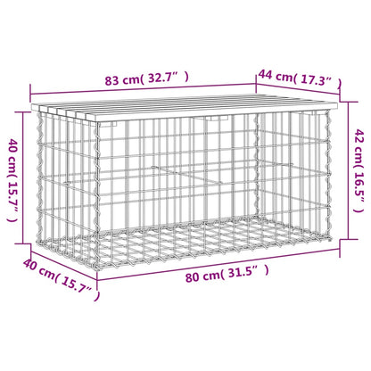 Gabion Design Garden Bench, Solid Pine Wood, 83x44x42 cm