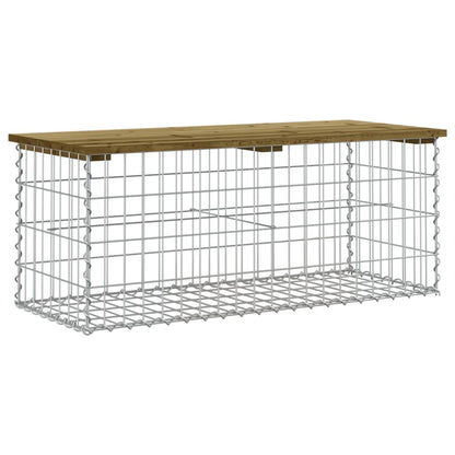 Impregnated Pine Wood Gabion Garden Bench 103x44x42 cm