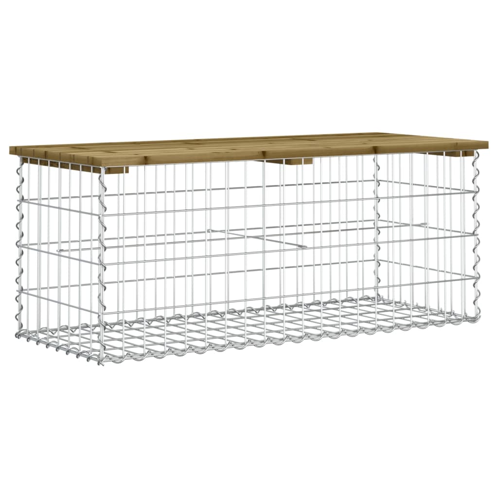 Impregnated Pine Wood Gabion Garden Bench 103x44x42 cm
