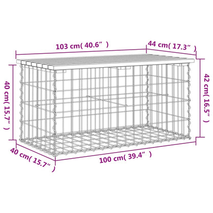 Impregnated Pine Wood Gabion Garden Bench 103x44x42 cm