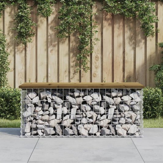 Impregnated Pine Wood Gabion Garden Bench 103x44x42 cm