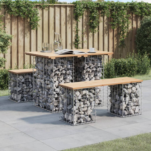 Solid Pine Garden Bench Gabion Design 100x70x72 cm