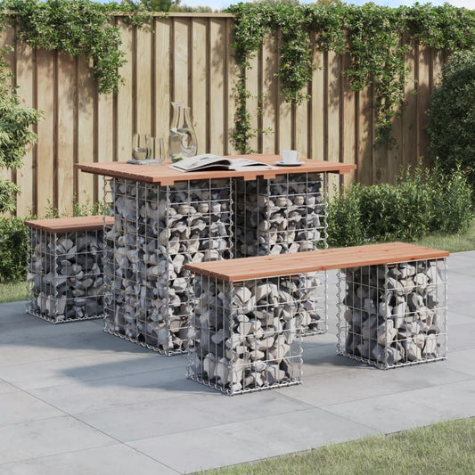Solid Wood Douglas Garden Bench Gabion 100x70x72 cm Design