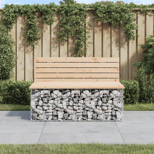 Solid Pine Garden Bench Gabion 103x70x65 cm - Natural Wood Design