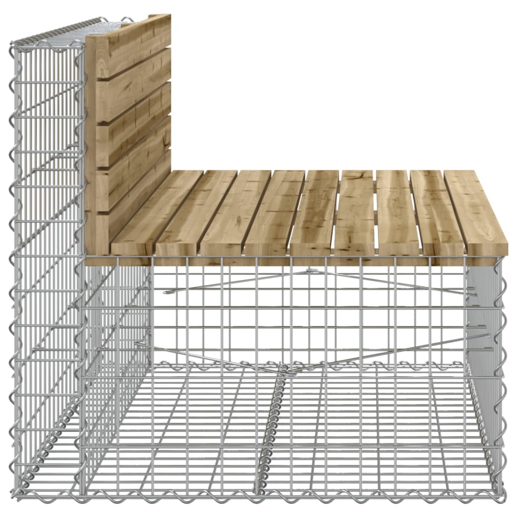 Rustic Gabion Garden Bench - Impregnated Pine Wood 103x70x65cm