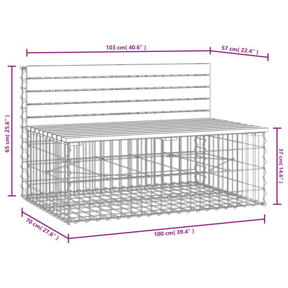 Rustic Gabion Garden Bench - Impregnated Pine Wood 103x70x65cm
