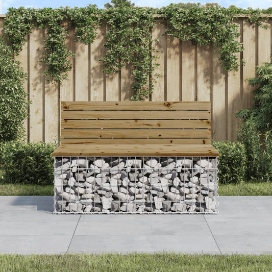 Rustic Gabion Garden Bench - Impregnated Pine Wood 103x70x65cm