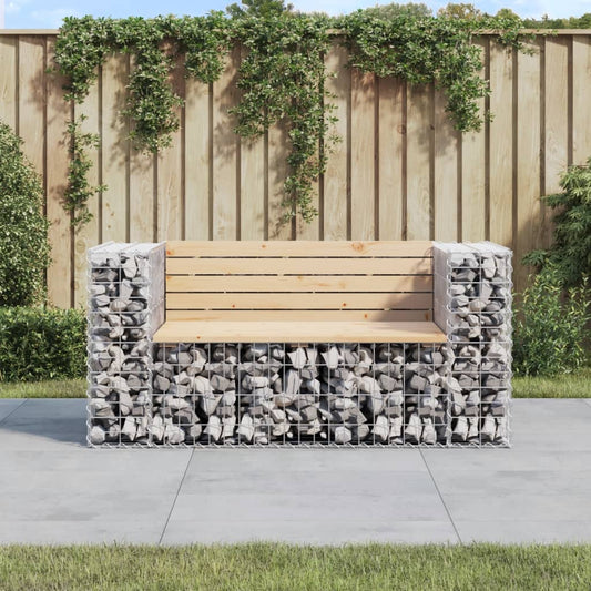 Solid Wood Pine Gabion Garden Bench 143x71x65.5 cm Design