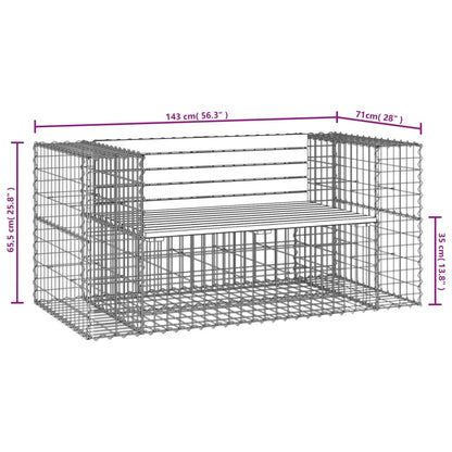 Douglas Solid Wood Garden Bench Gabion 143x71x65.5 cm