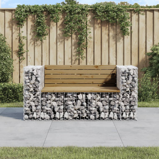 Garden Bench Gabion 143x71x65.5 cm - Impregnated Pine Wood