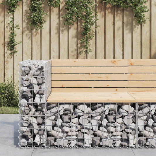 Solid Pine Gabion Garden Bench, 92x71x65.5 cm, Elegant Design