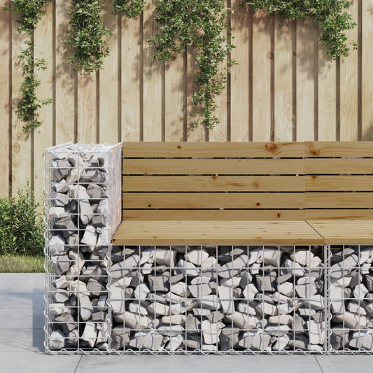 Rustic Pine Garden Bench Gabion 92x71x65.5 cm - Impregnated Wood