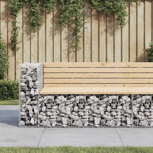Solid Wood Pine Garden Bench Gabion Design - 122x71x65.5 cm