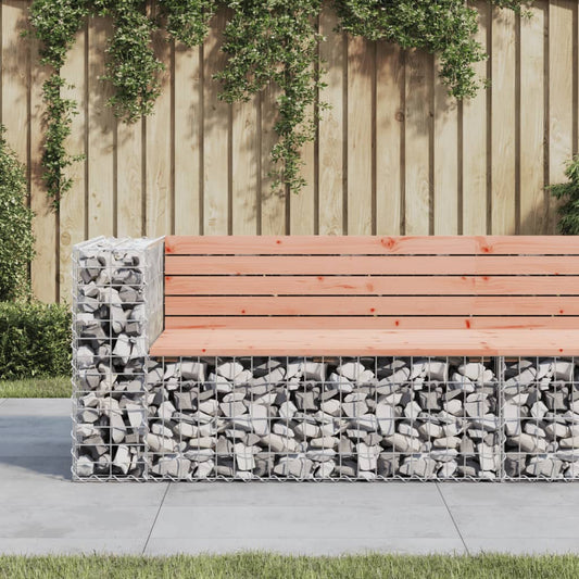 Solid Wood Garden Bench Gabion - Douglas Design 122x71x65.5 cm