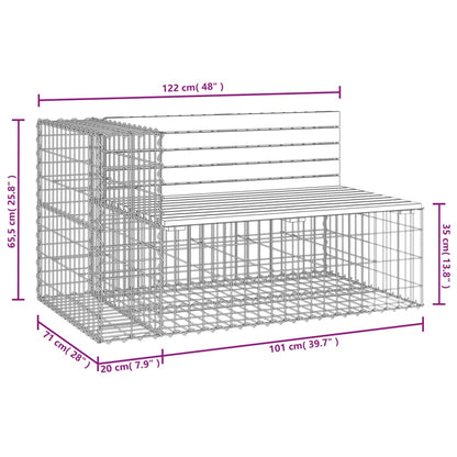 Gabion Garden Bench, Impregnated Pine, 122x71x65.5 cm