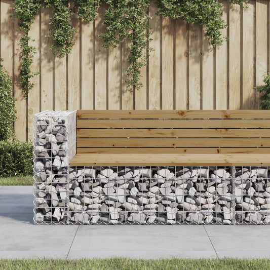 Gabion Garden Bench, Impregnated Pine, 122x71x65.5 cm