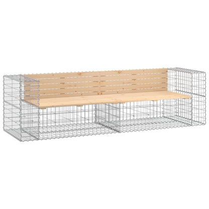 Solid Wood Pine Garden Bench, Gabion Design, 244x71x65.5 cm