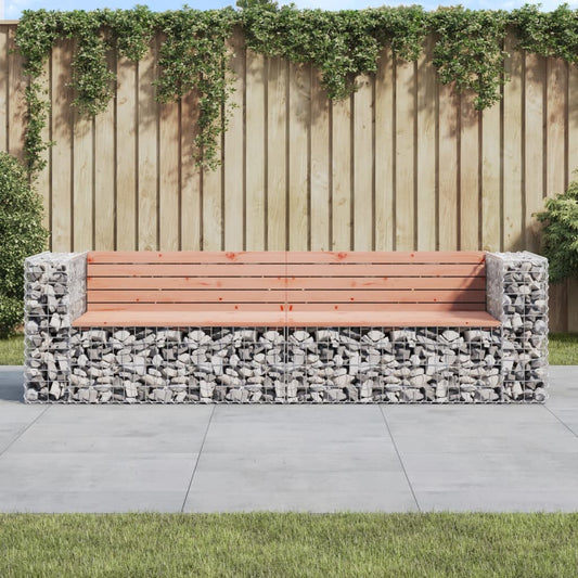 Douglas Wood Garden Bench Gabion Design 244x71x65.5 cm