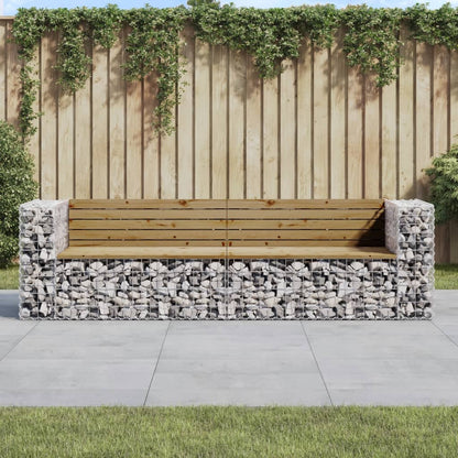 Gabion Garden Bench 244x71x65.5cm - Impregnated Pine Wood