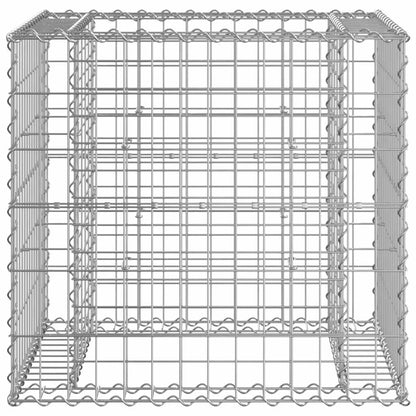 Solid Wood Pine Garden Bench with Gabion Basket Design