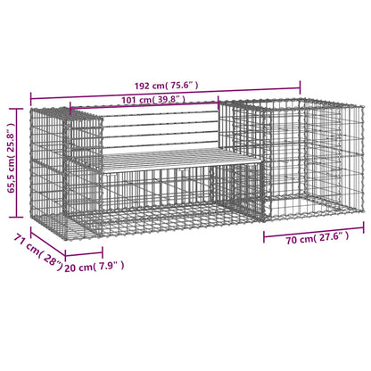 Solid Wood Pine Garden Bench with Gabion Basket Design