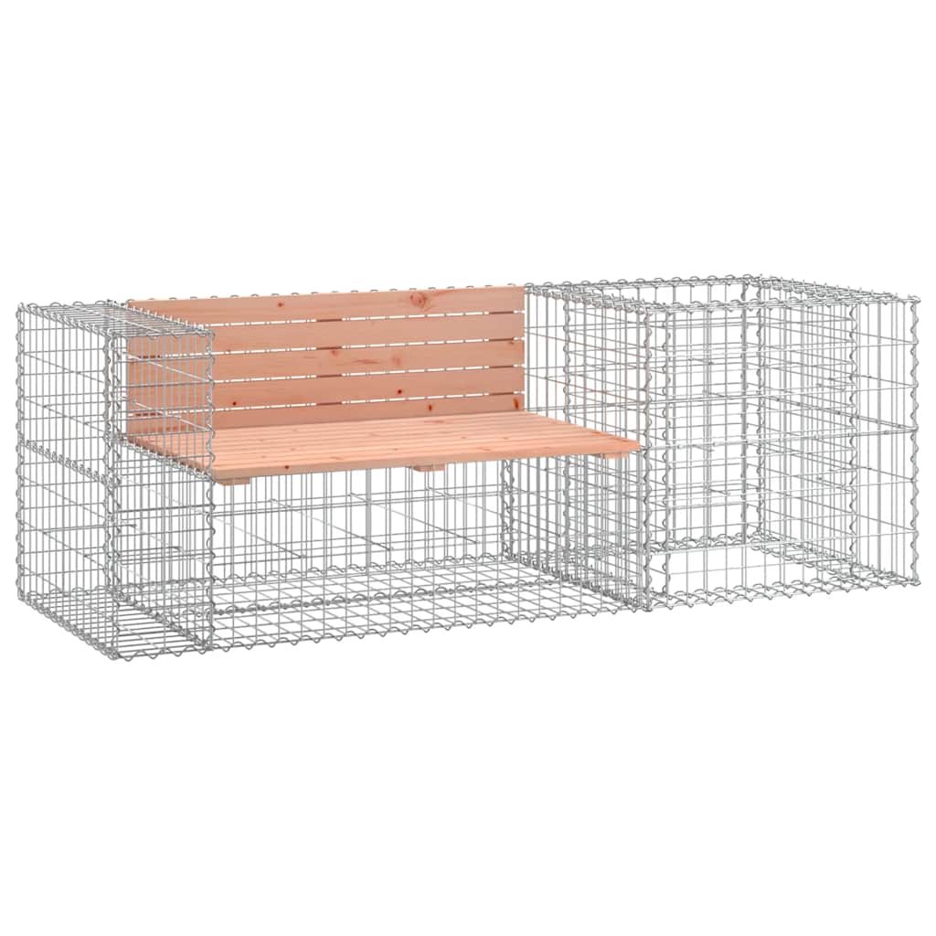 Sturdy Gabion Basket Garden Bench, Solid Douglas Wood Design