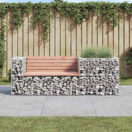 Sturdy Gabion Basket Garden Bench, Solid Douglas Wood Design