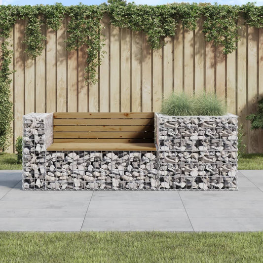 Gabion Basket Garden Bench with Impregnated Pine Wood
