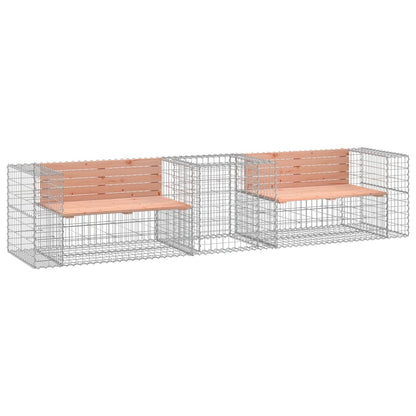 Douglas Wood Garden Bench with Gabion Basket - Stylish & Durable